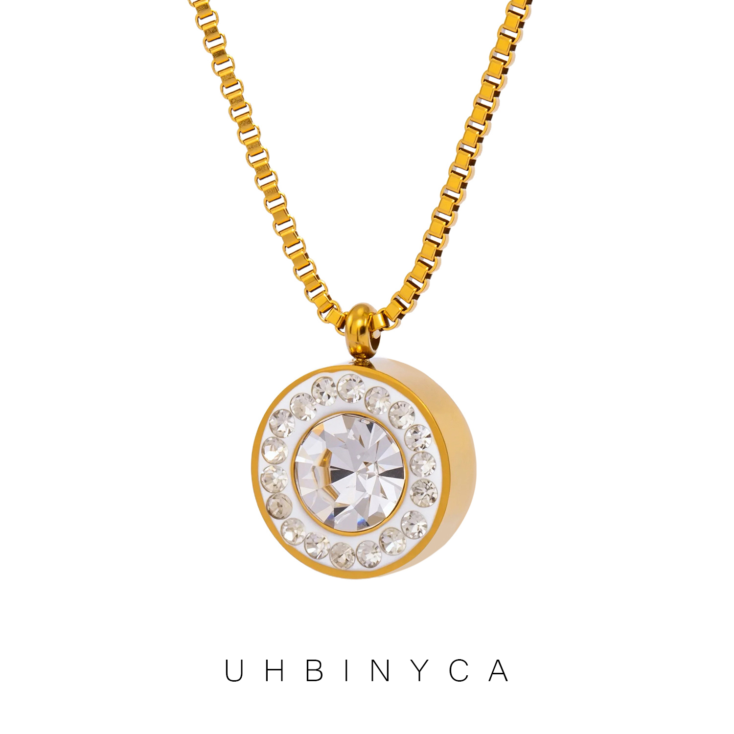 Bar Cart Gold - Sparkling CZ Pendant Necklace - Mirror