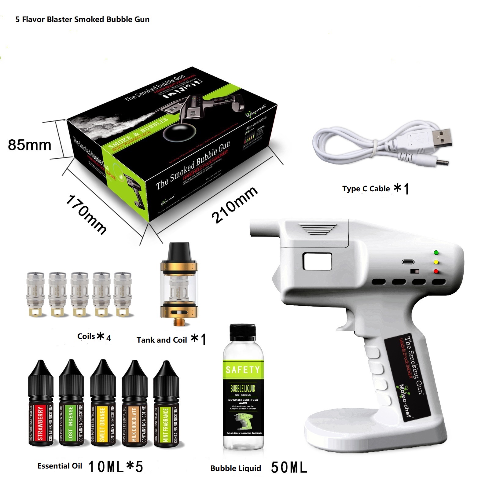 Smoking Gun Kit - Rechargeable Flavor Blaster Cocktail Gun Kit