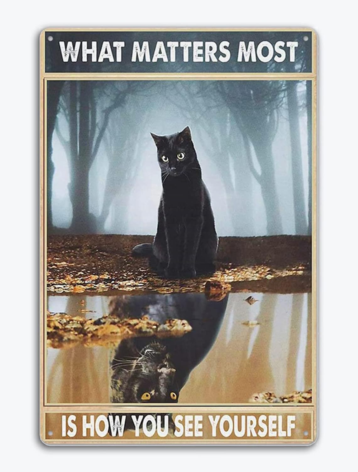 Home Bar And Coffee - Black Cat Retro Metal Tin Sign