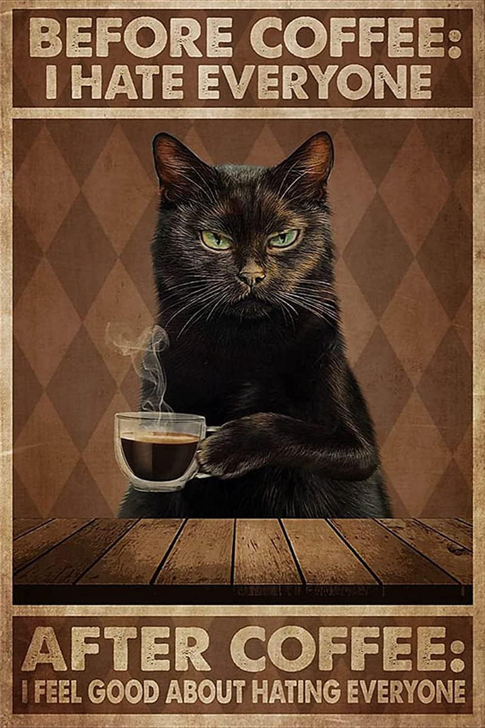 Home Bar And Coffee - Vintage Tin Signs Cat Before Coffee