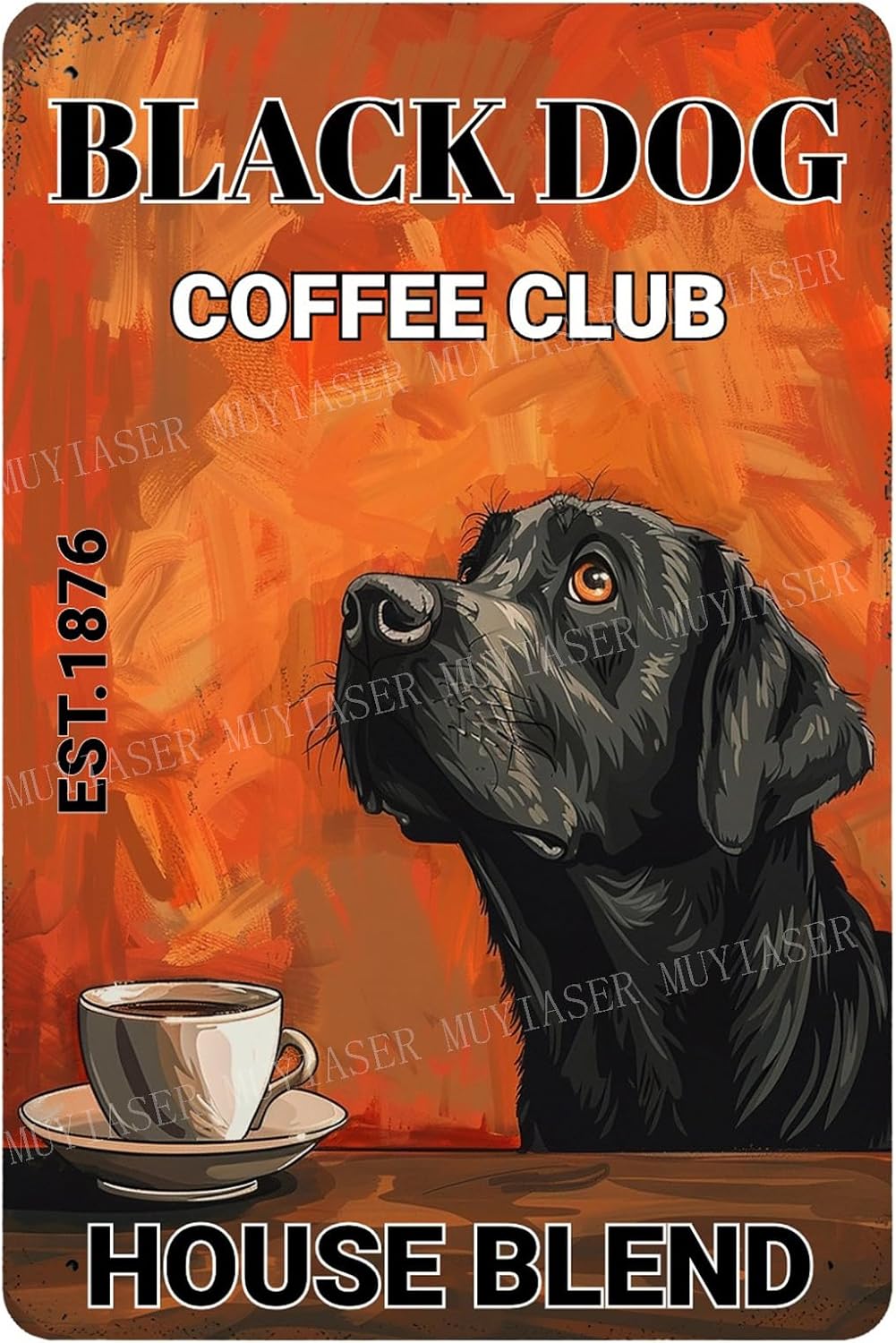Home Bar And Coffee - Metal Signs Black Dog Coffee Club