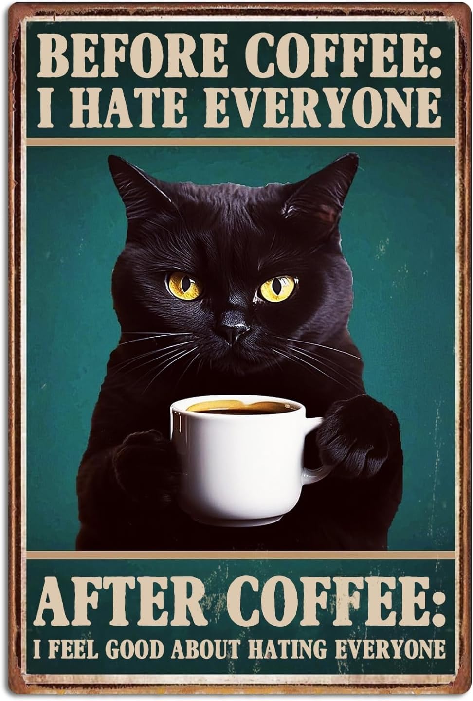 Home Bar And Coffee - Vintage Black Cat Coffee Tin Sign
