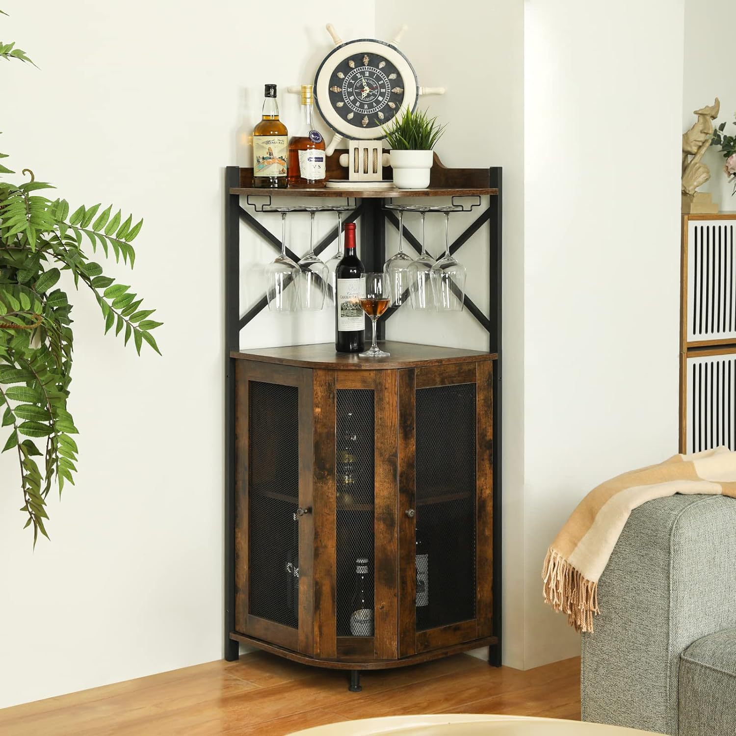 Corner Bar Cabinet with Glass  - Home Bar Setup recension och pris