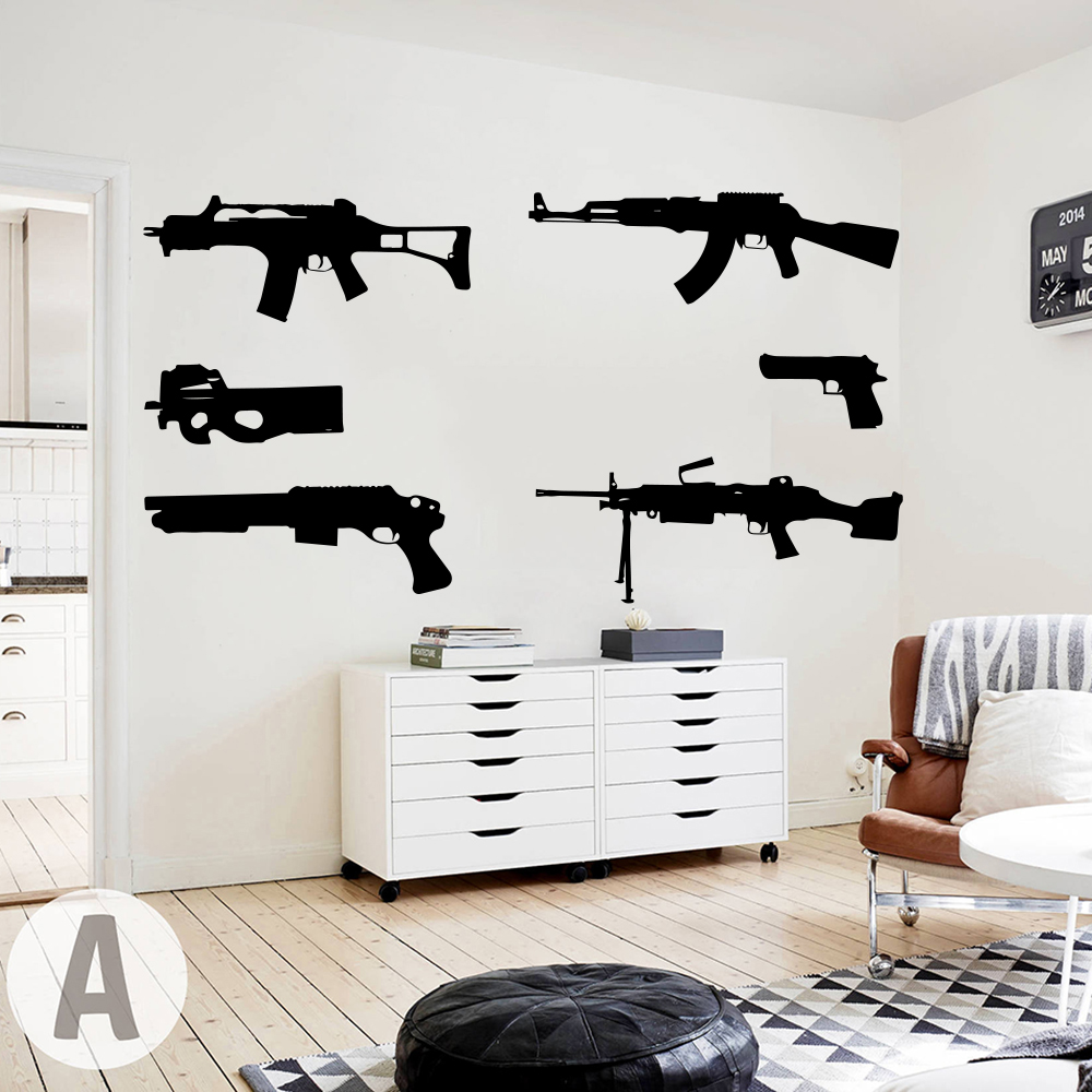 Set Of 6 Guns Wall Decal  Kids - Smoking Gun Kit recension och pris