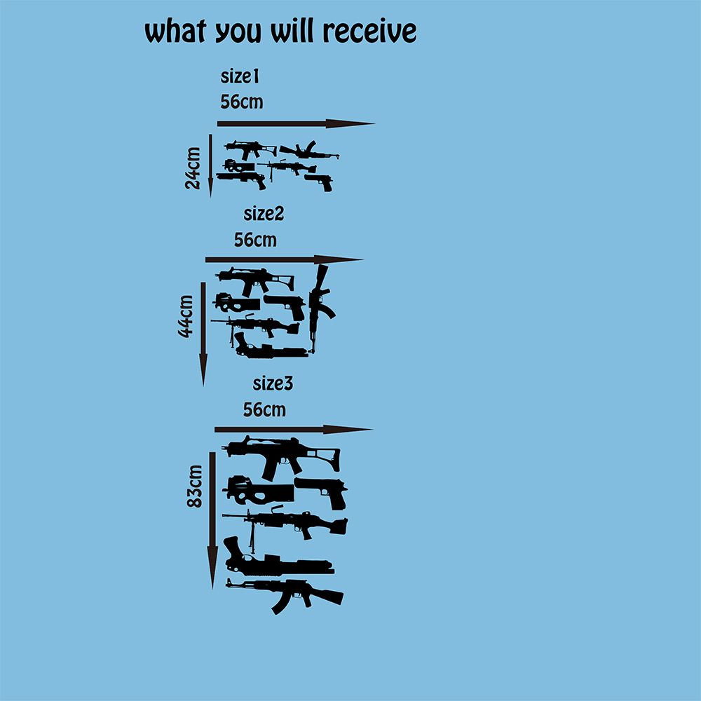 Set Of 6 Guns Wall Decal  Kids - Smoking Gun Kit recension och pris