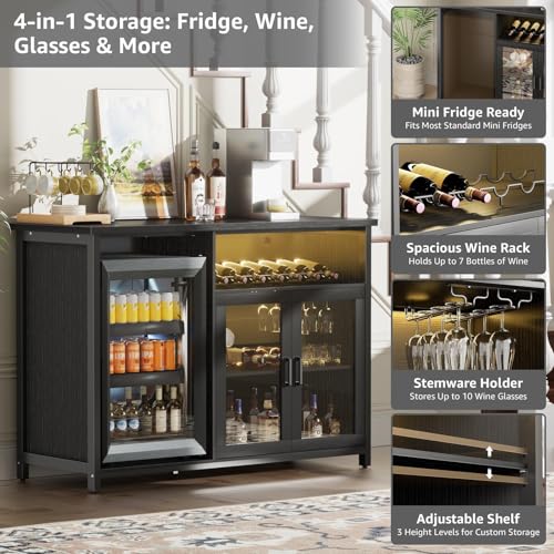 Wine Bar Cabinet with Mini Fri - Home Bar Setup recension och pris