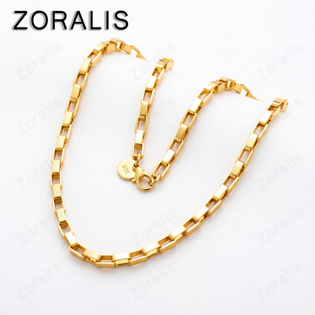 18K Gold 4mm Rectangle Link Ch - Bar Cart Gold recension och pris